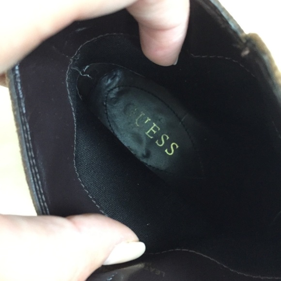 [Guess] Brown Metal Rhinestone Moto Boots - Picture 4 of 8